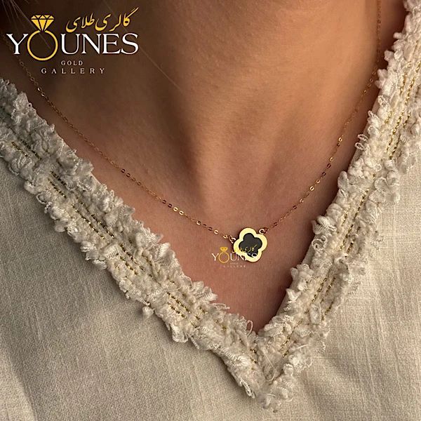 گردنبند میناکاری ونکلیف مشکی طلا